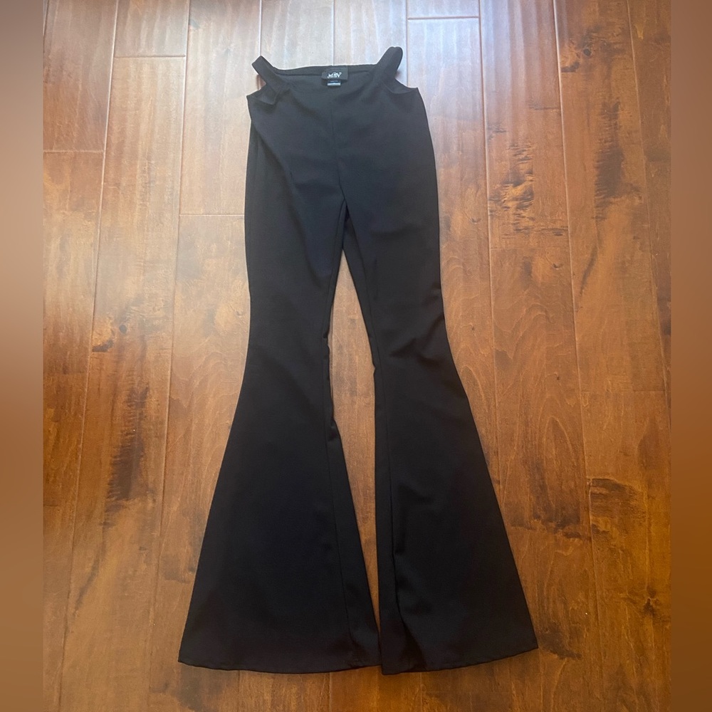 Hot Topic Just Polly Black Side Cutout Flare Pants